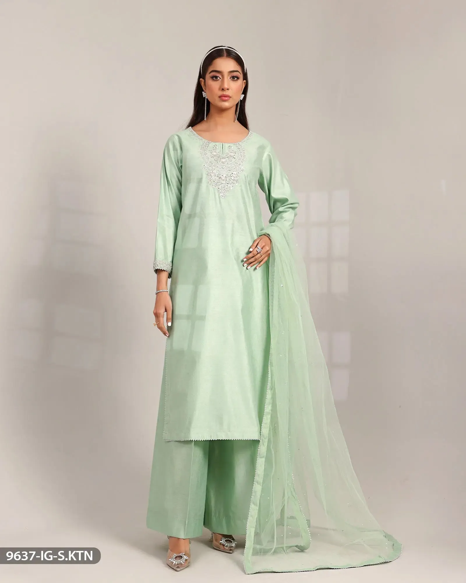 3 Piece Embroidered Suit | 9637-IG-S.KTN