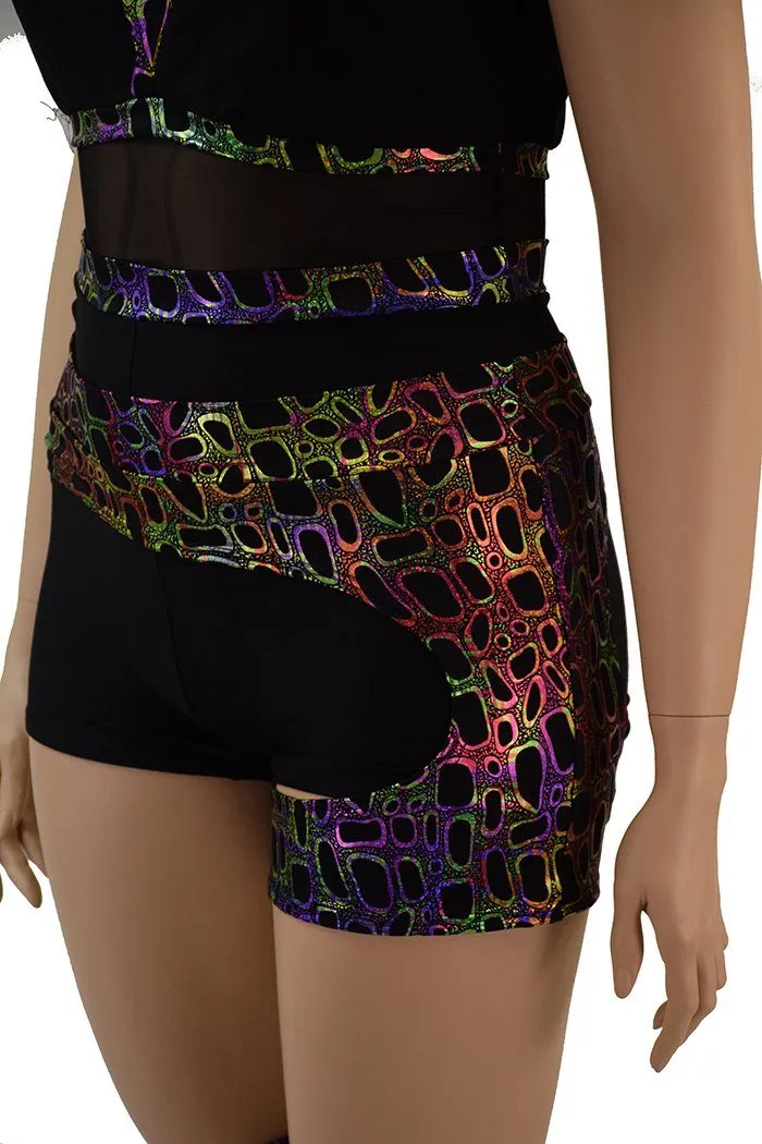 4PC Keyhole Romper, Leg Warmers & Garter Set