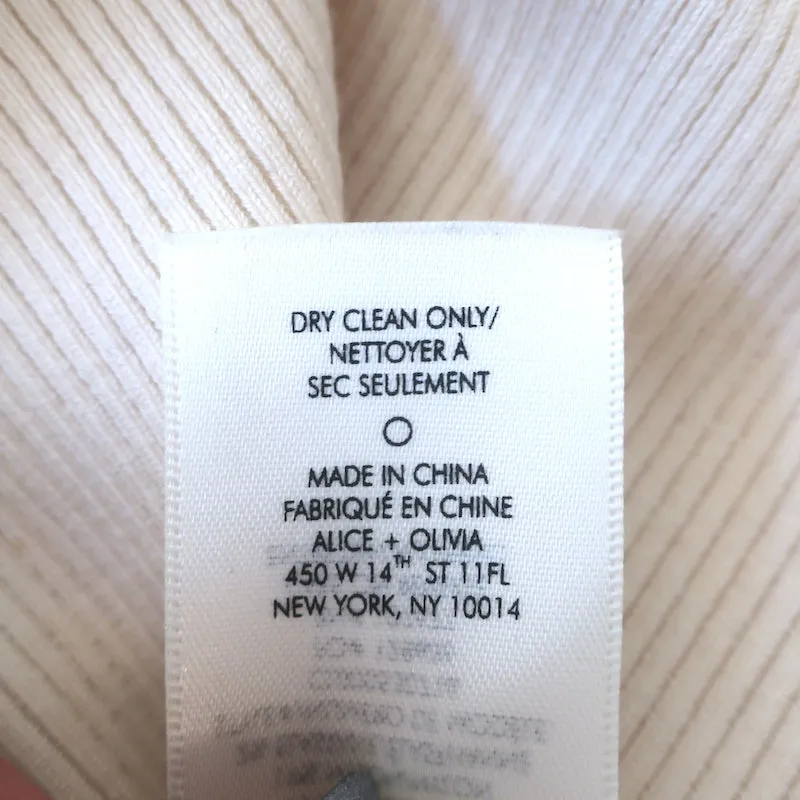 Alice   Olivia Pia Polo Sweater Ivory Wool-Blend Ribbed Knit Size Small