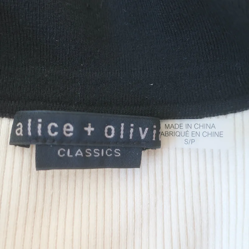 Alice   Olivia Pia Polo Sweater Ivory Wool-Blend Ribbed Knit Size Small