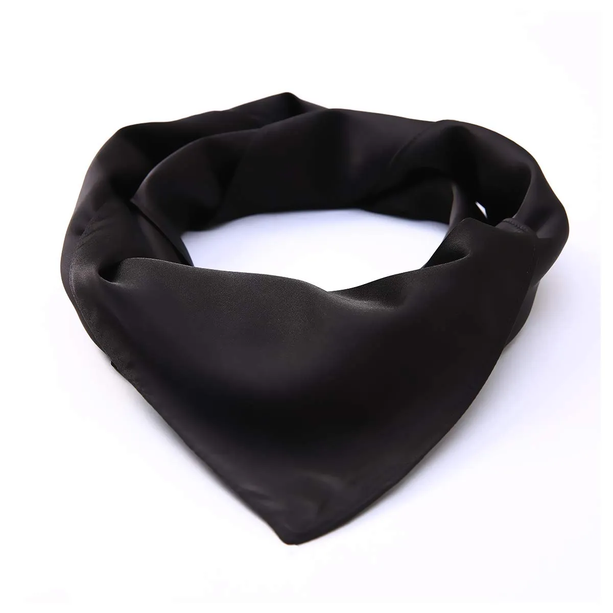 AOLIGE Scarf Satin Square Neck hair scarfs for Women 27" x 27" Black