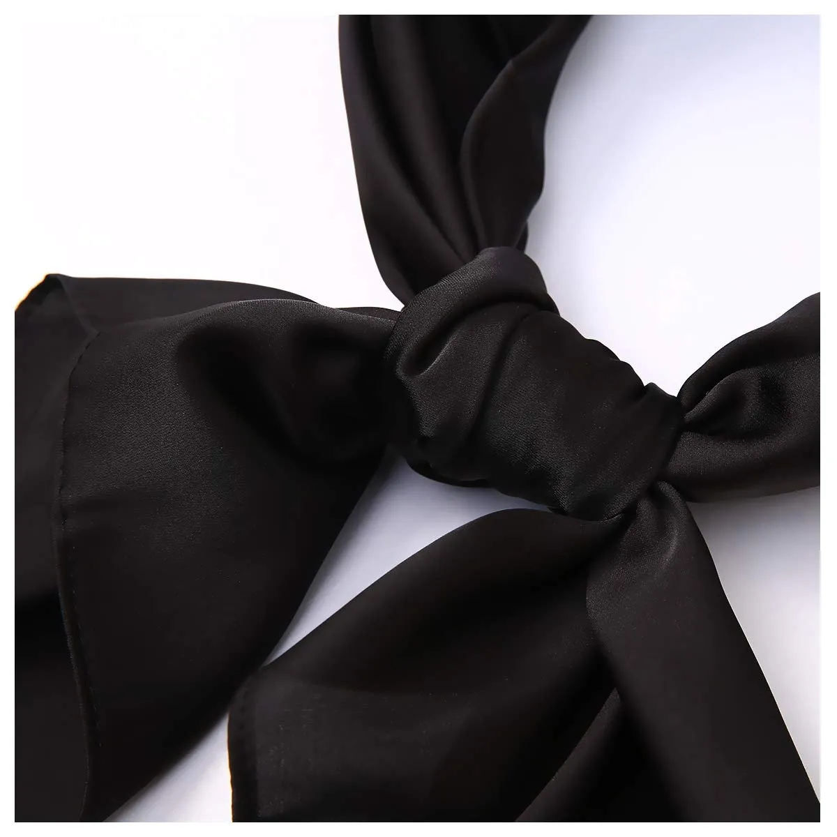 AOLIGE Scarf Satin Square Neck hair scarfs for Women 27" x 27" Black
