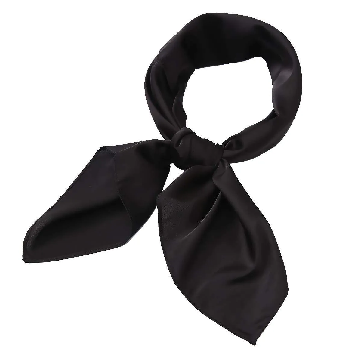AOLIGE Scarf Satin Square Neck hair scarfs for Women 27" x 27" Black