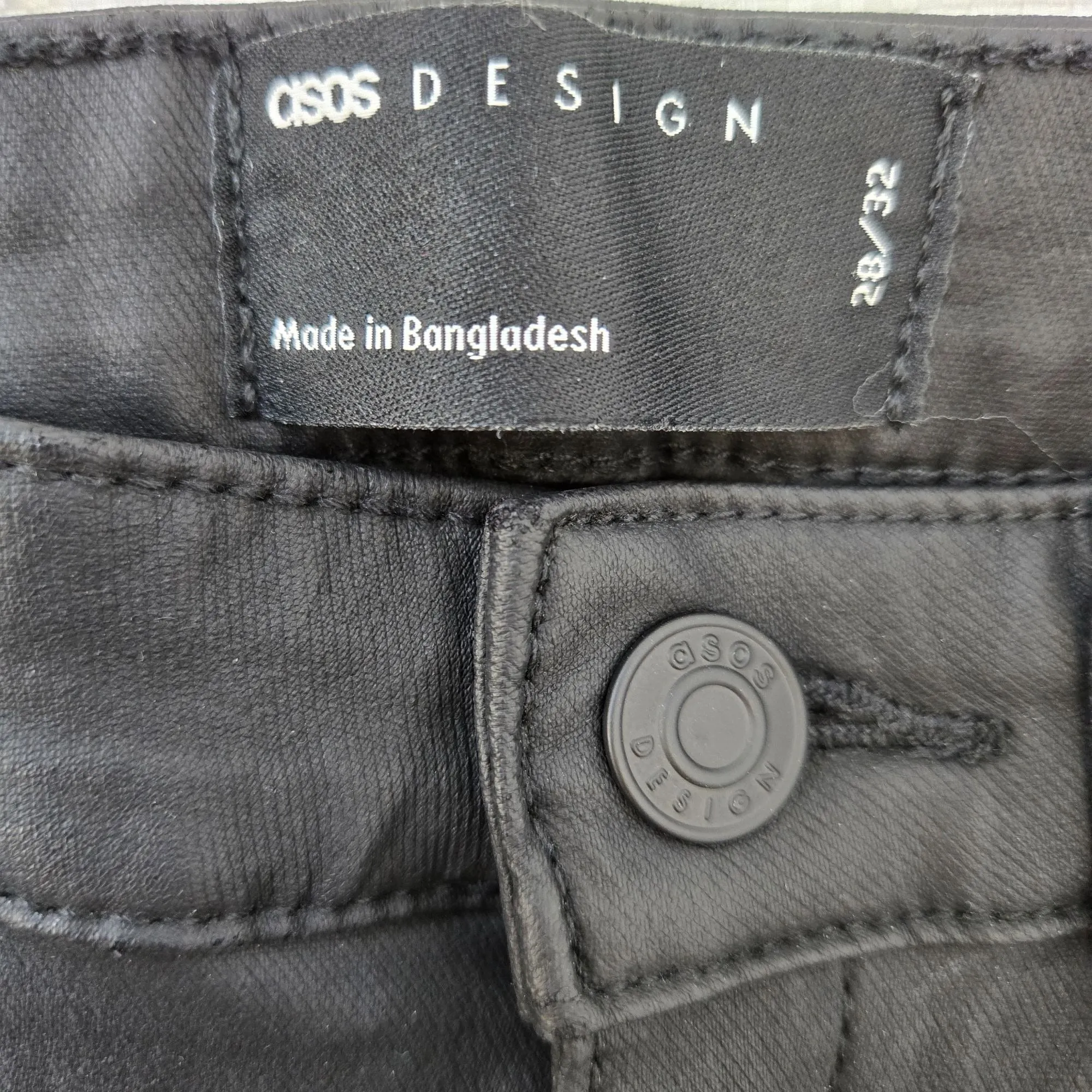 ASOS Black Coated High Rise Flare Jeans Size 28