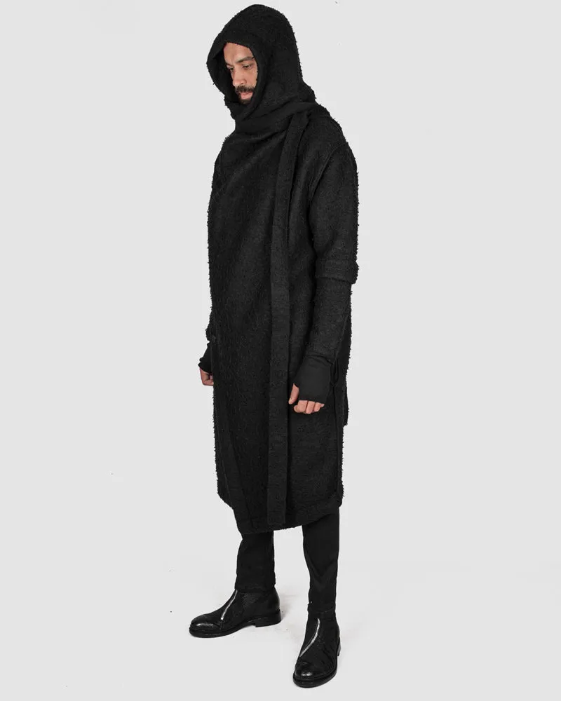 Asymmetric hooded coat