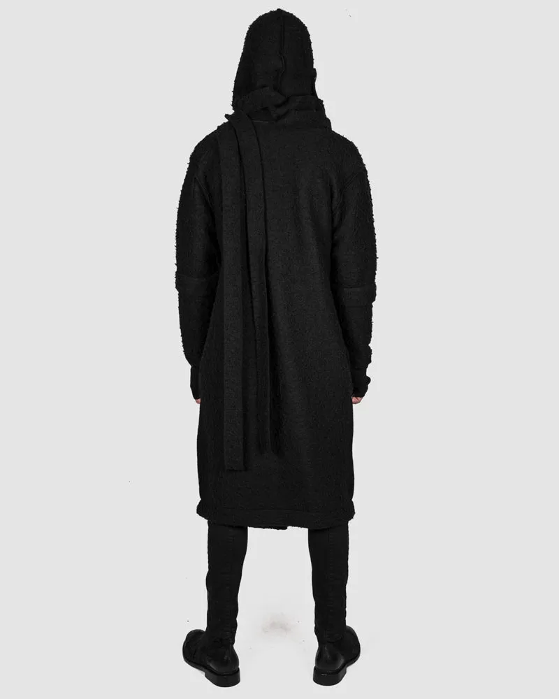 Asymmetric hooded coat
