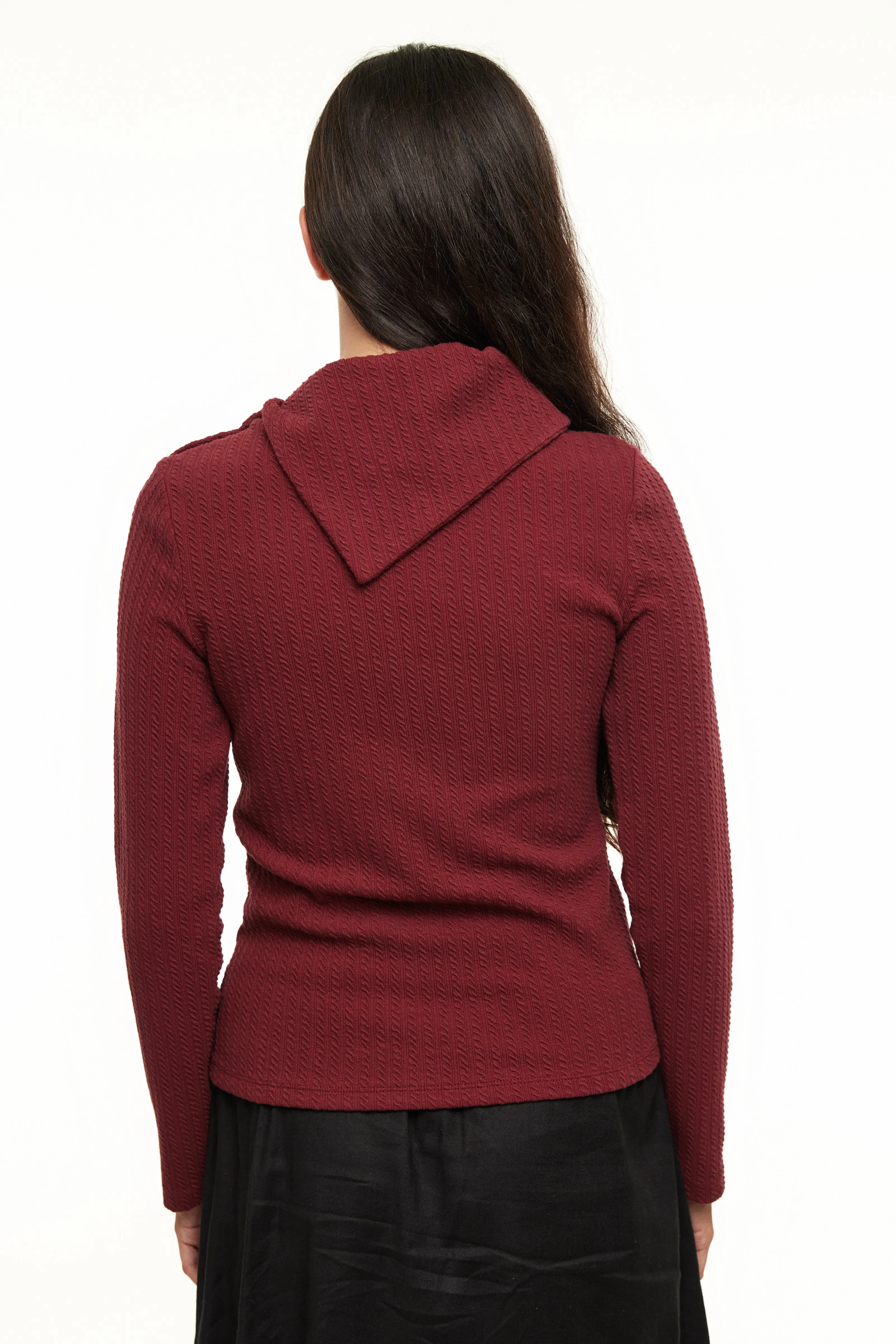 Asymmetrical Cable Turtleneck