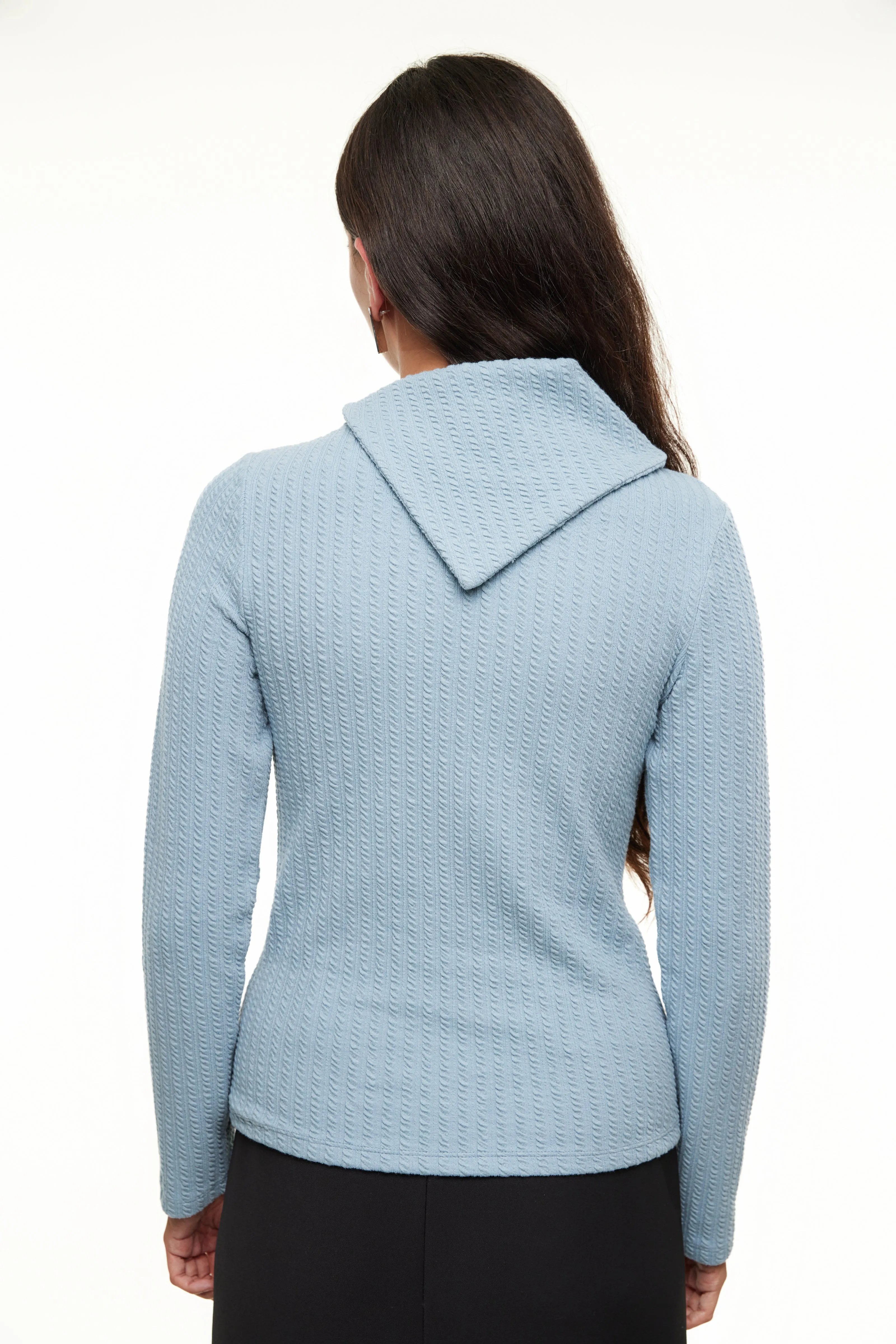 Asymmetrical Cable Turtleneck
