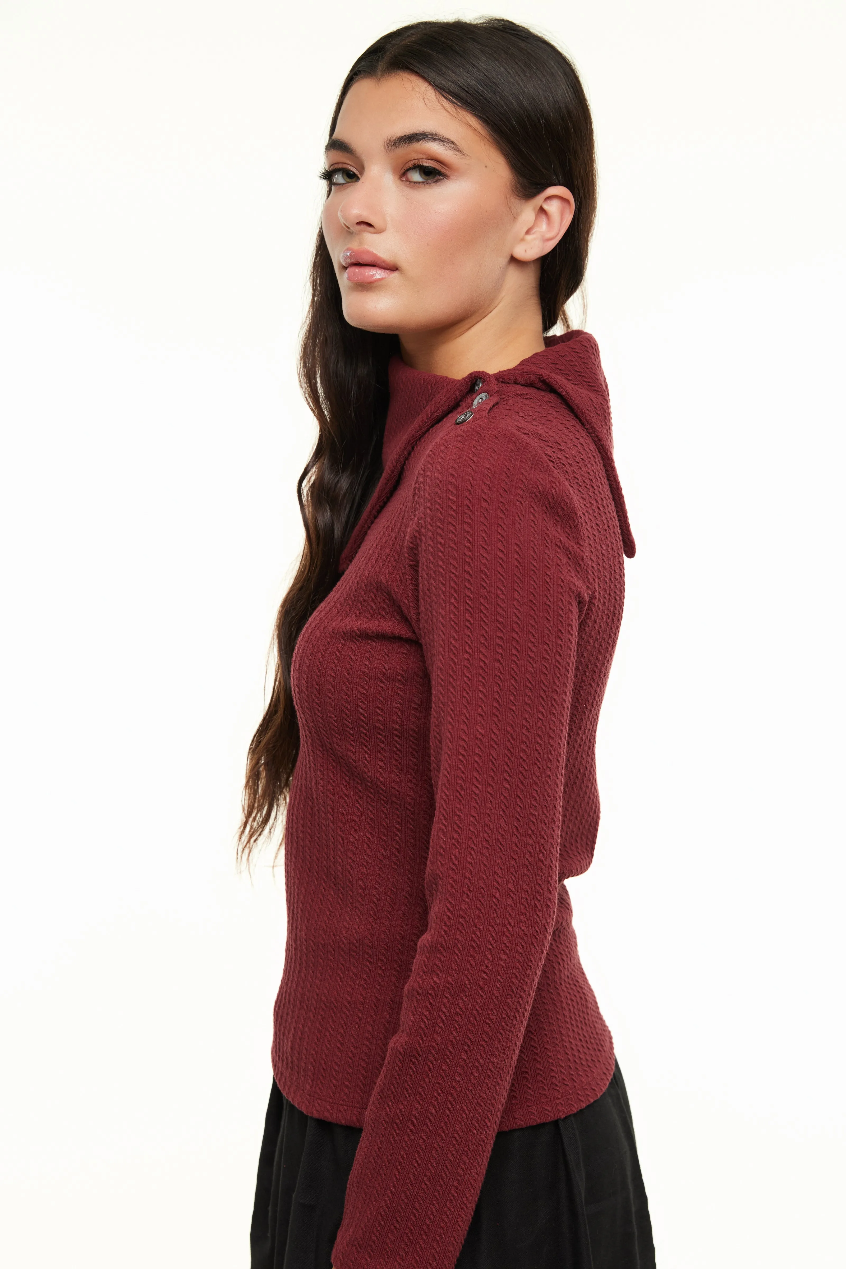 Asymmetrical Cable Turtleneck