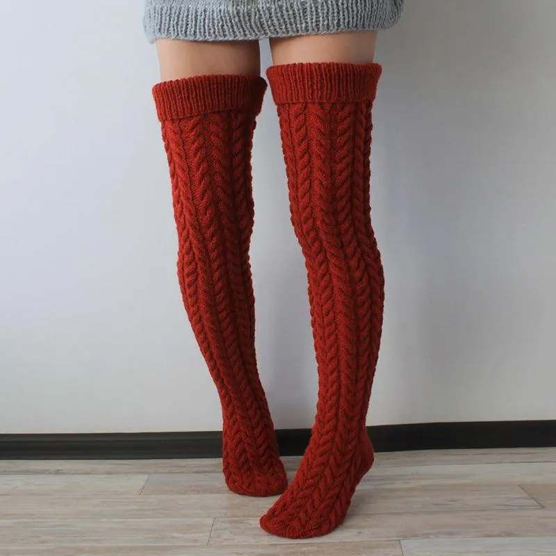 Autumn And Winter Twist Over The Knee Stockings Bunching Socks
