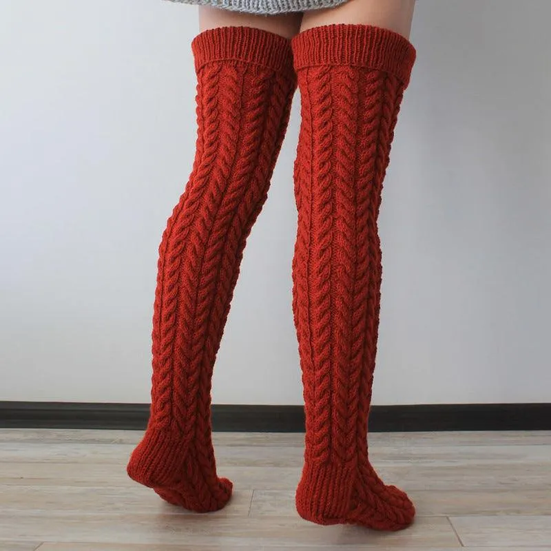 Autumn And Winter Twist Over The Knee Stockings Bunching Socks