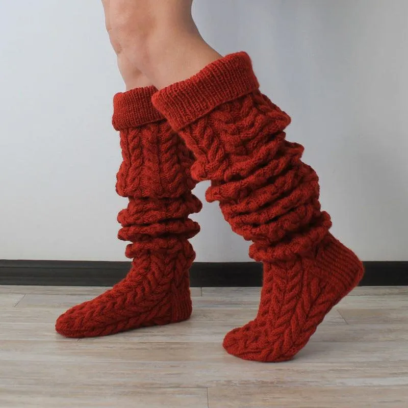 Autumn And Winter Twist Over The Knee Stockings Bunching Socks