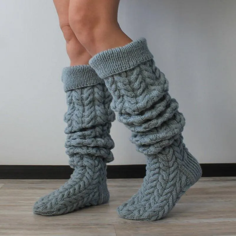 Autumn And Winter Twist Over The Knee Stockings Bunching Socks