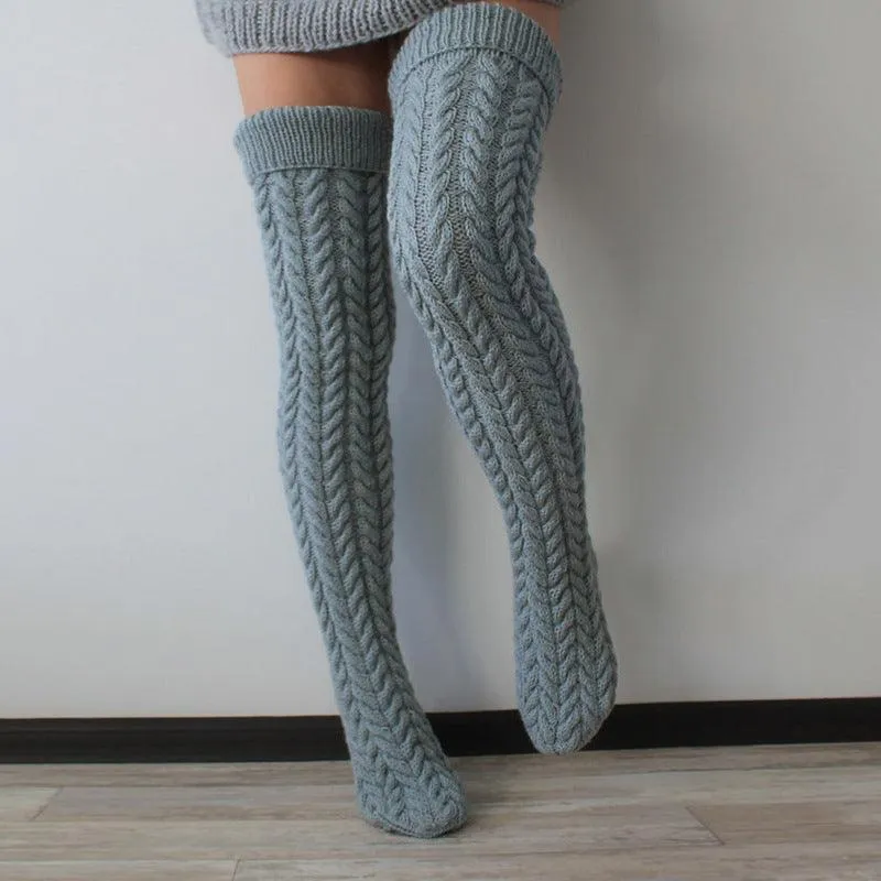 Autumn And Winter Twist Over The Knee Stockings Bunching Socks