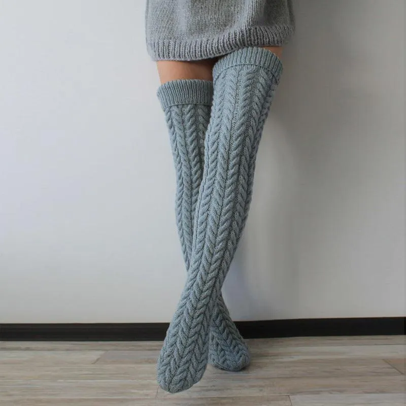 Autumn And Winter Twist Over The Knee Stockings Bunching Socks