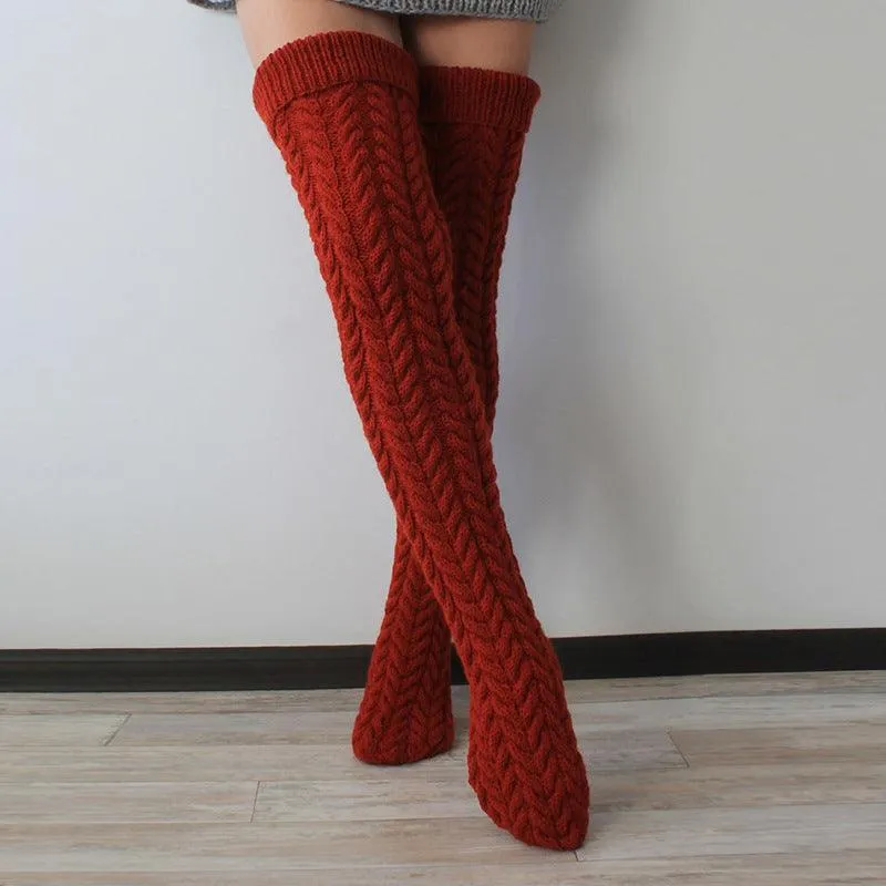 Autumn And Winter Twist Over The Knee Stockings Bunching Socks