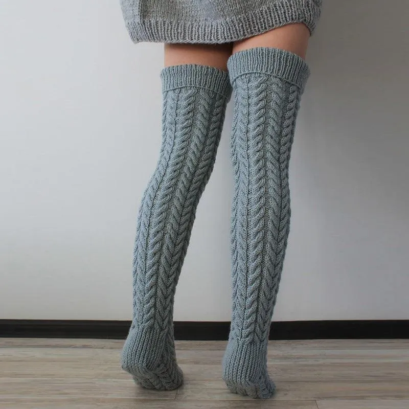 Autumn And Winter Twist Over The Knee Stockings Bunching Socks