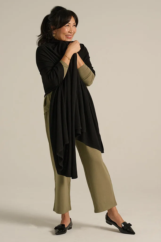 Bamboo & Recycled Cashmere Wool Travel Wrap - Black