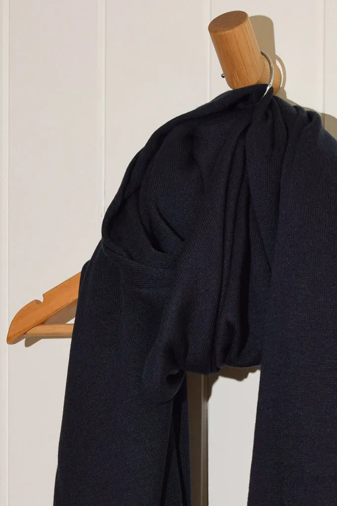Bamboo & Recycled Cashmere Wool Travel Wrap - Dark Navy