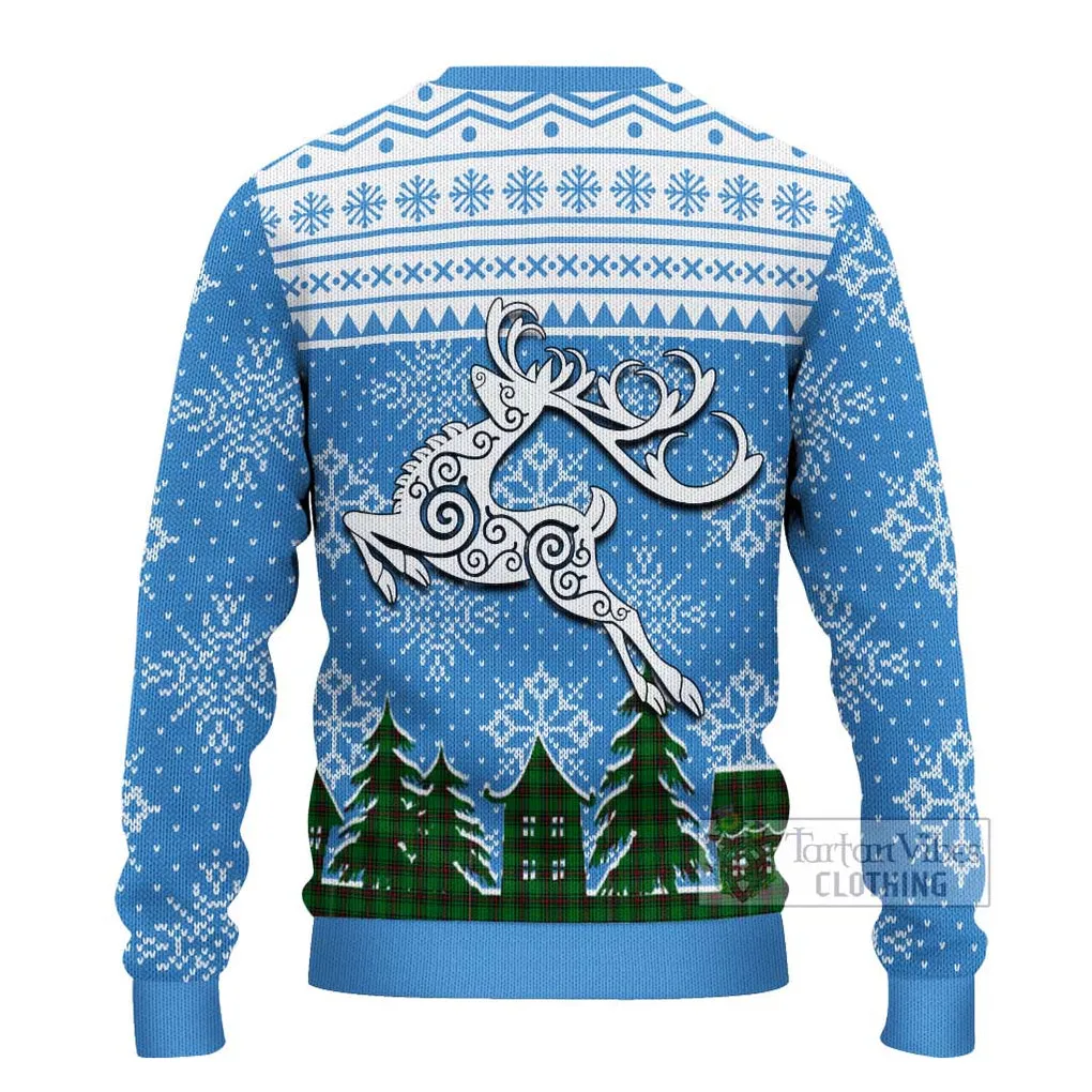 Beveridge Clan Christmas Ugly Sweater with Tartan and Celtic Reindeer Style