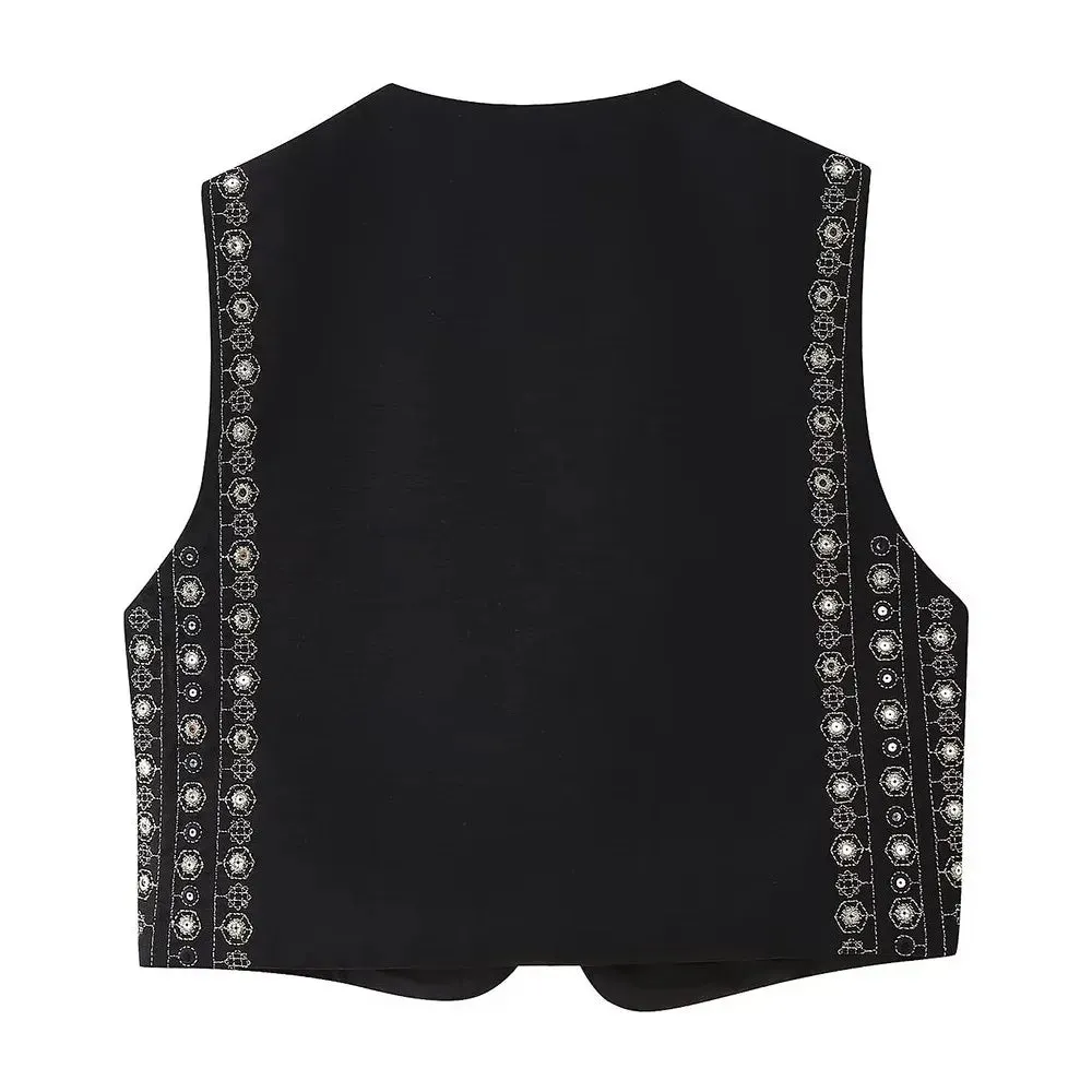Catori Sequin Embroidery Boho Vests