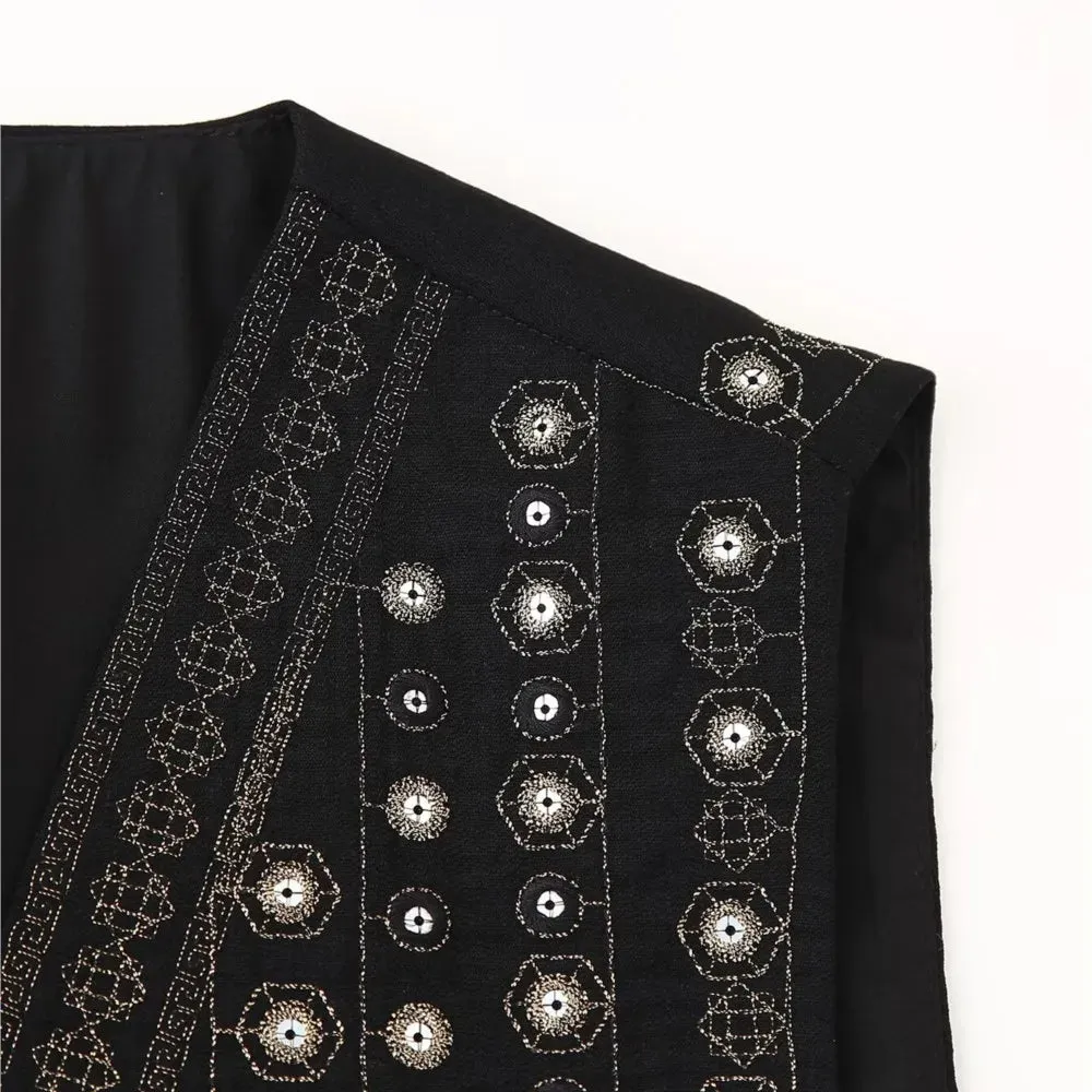 Catori Sequin Embroidery Boho Vests
