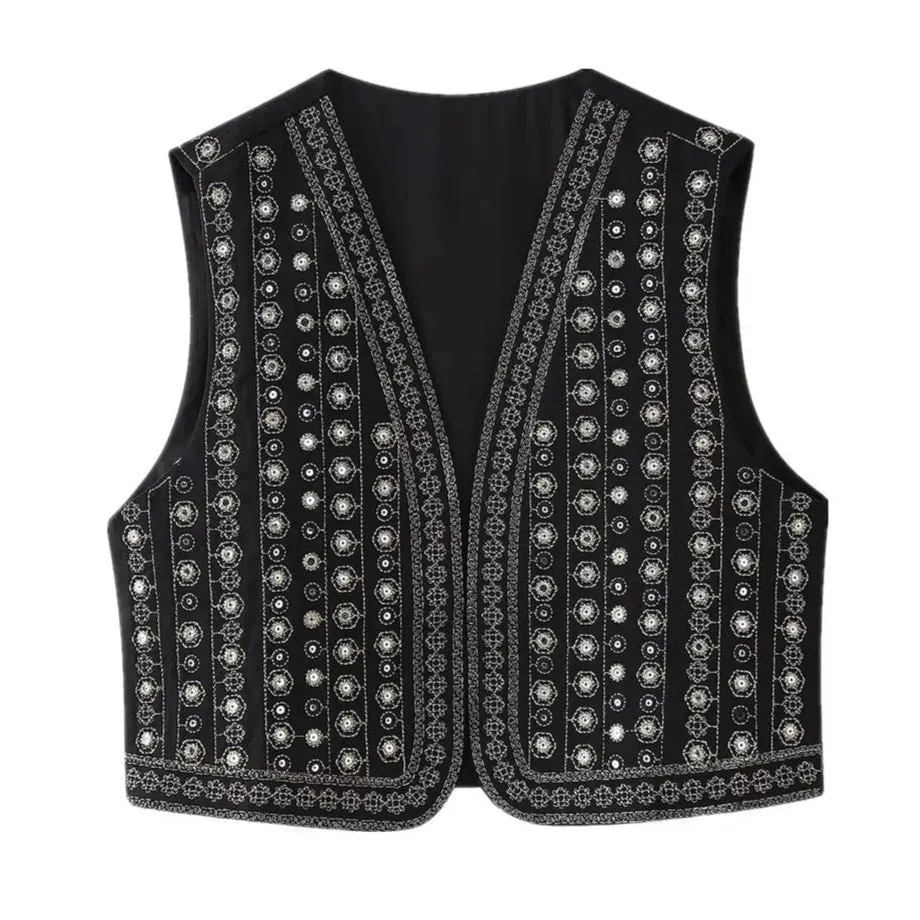 Catori Sequin Embroidery Boho Vests