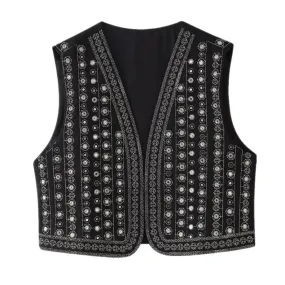 Catori Sequin Embroidery Boho Vests