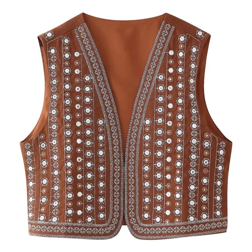 Catori Sequin Embroidery Boho Vests