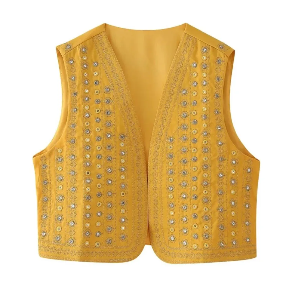 Catori Sequin Embroidery Boho Vests