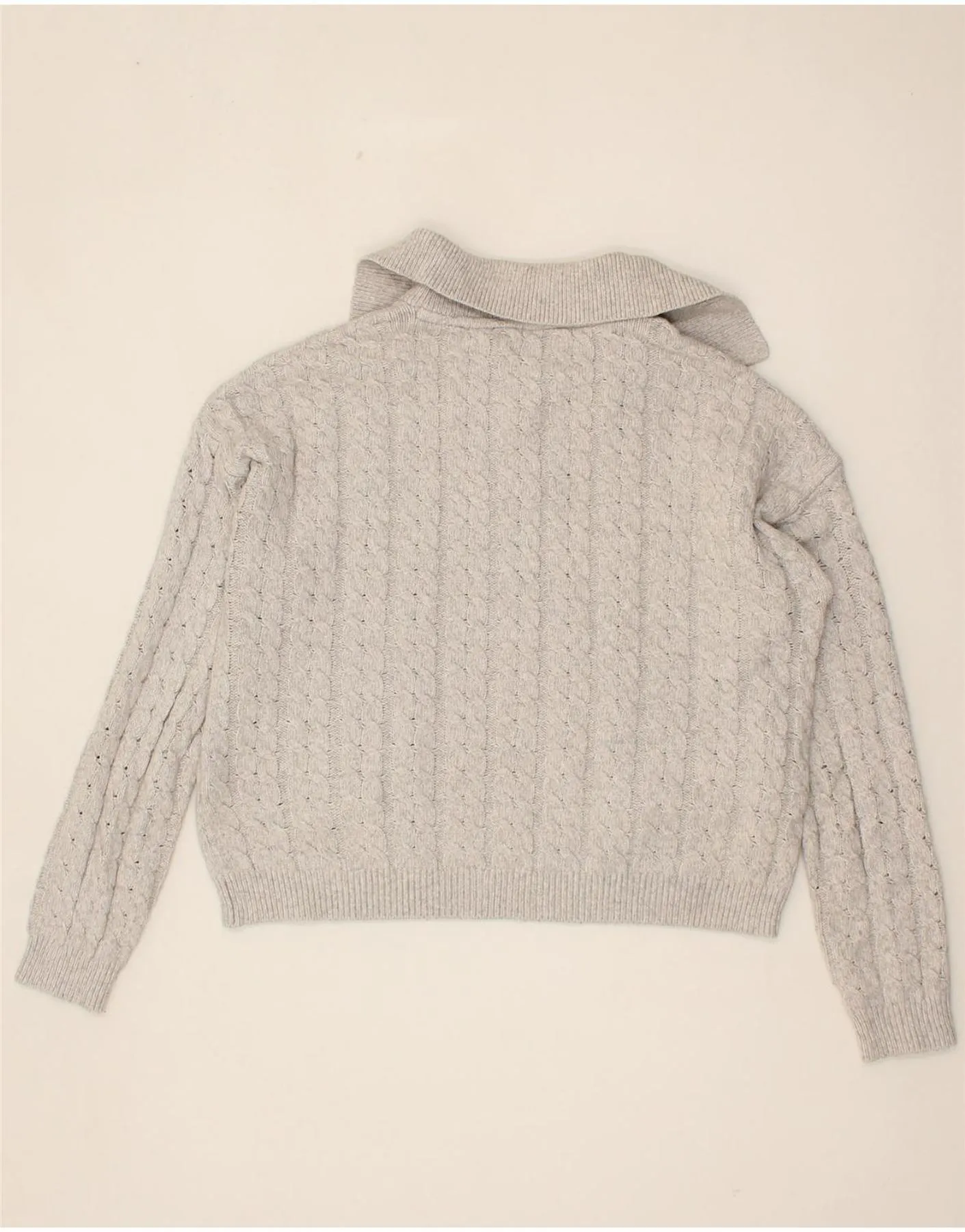 CREW CLOTHING Womens Polo Neck Jumper Sweater UK 12 Medium Grey Nylon