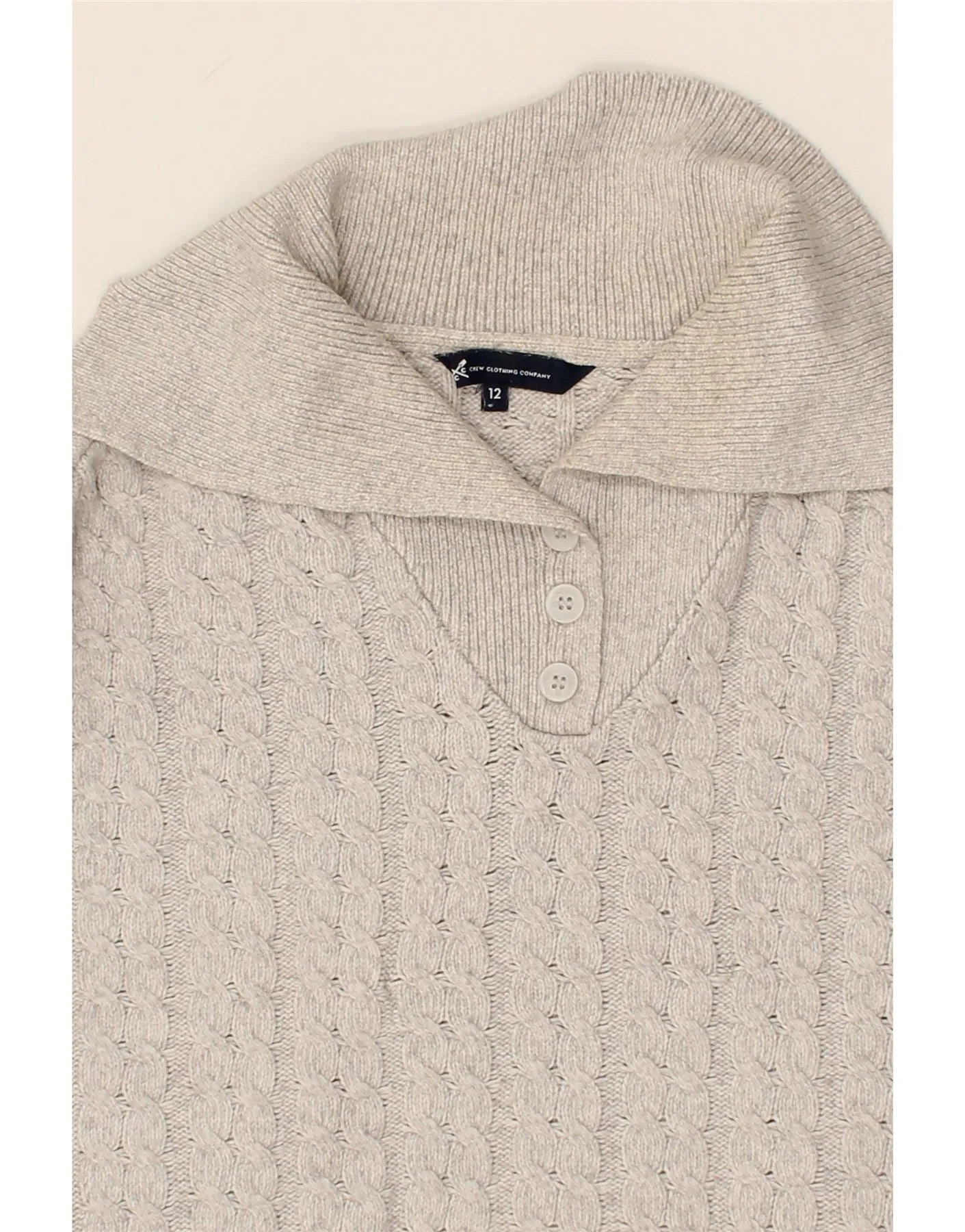 CREW CLOTHING Womens Polo Neck Jumper Sweater UK 12 Medium Grey Nylon