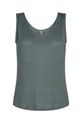 Delia Knitted Vest Top - Shadow Green