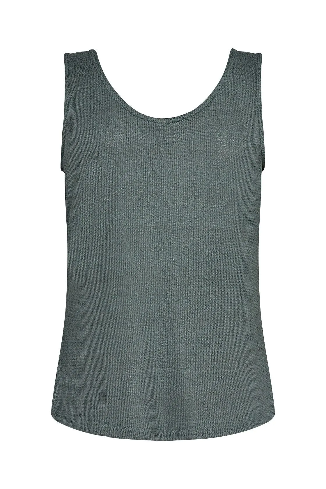 Delia Knitted Vest Top - Shadow Green