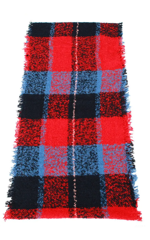 EAS8909 Blue Check Plaid Woven Infinity Scarf