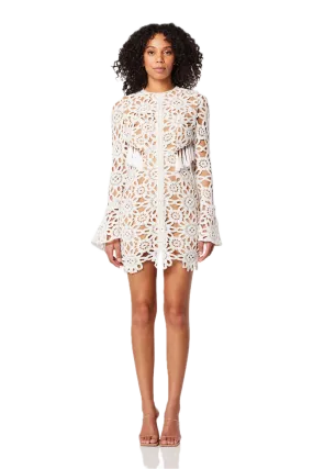 Elliatt Live Ivory Mini Dress with Flare Sleeves