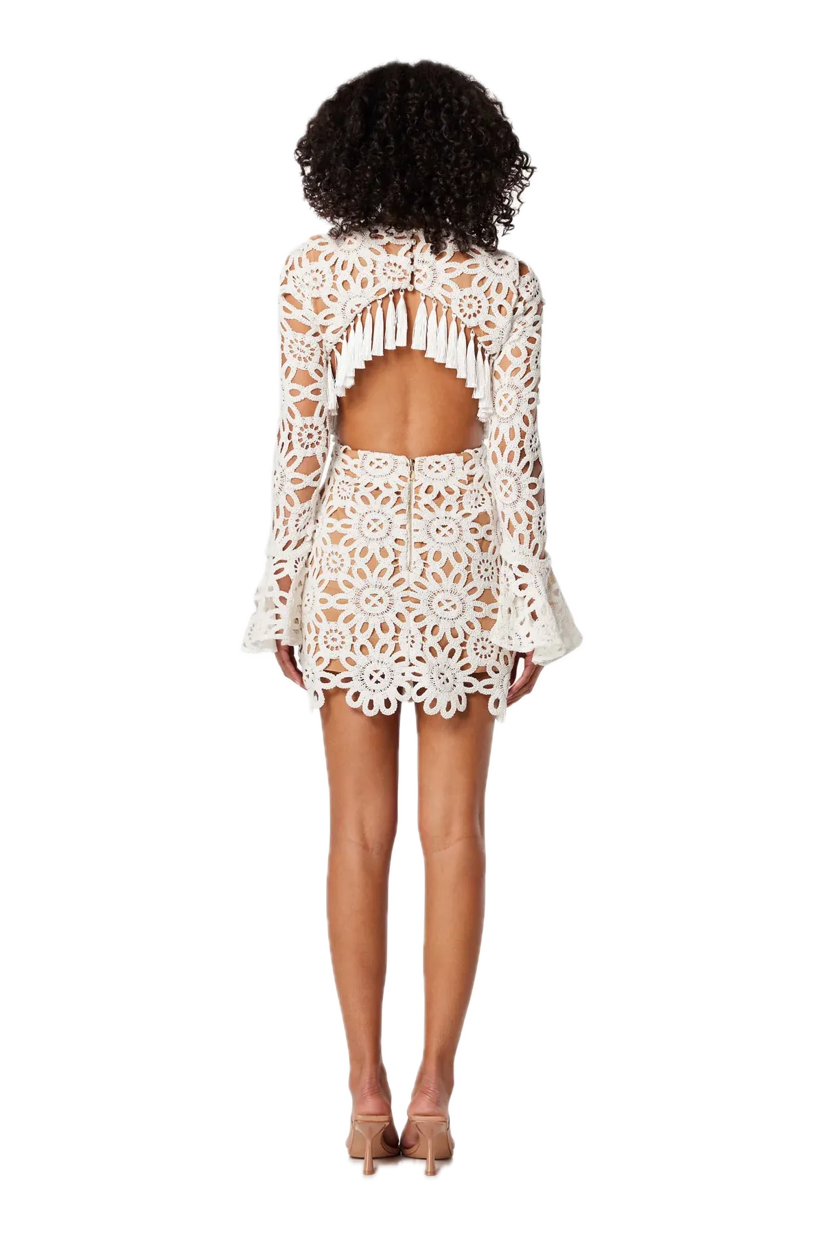 Elliatt Live Ivory Mini Dress with Flare Sleeves