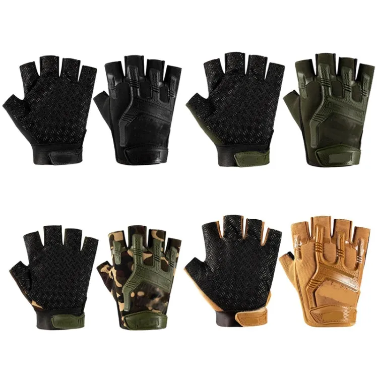 Free Code Outdoor Sports Non-slip Silicone Protective Half-finger Gloves(Camouflage)