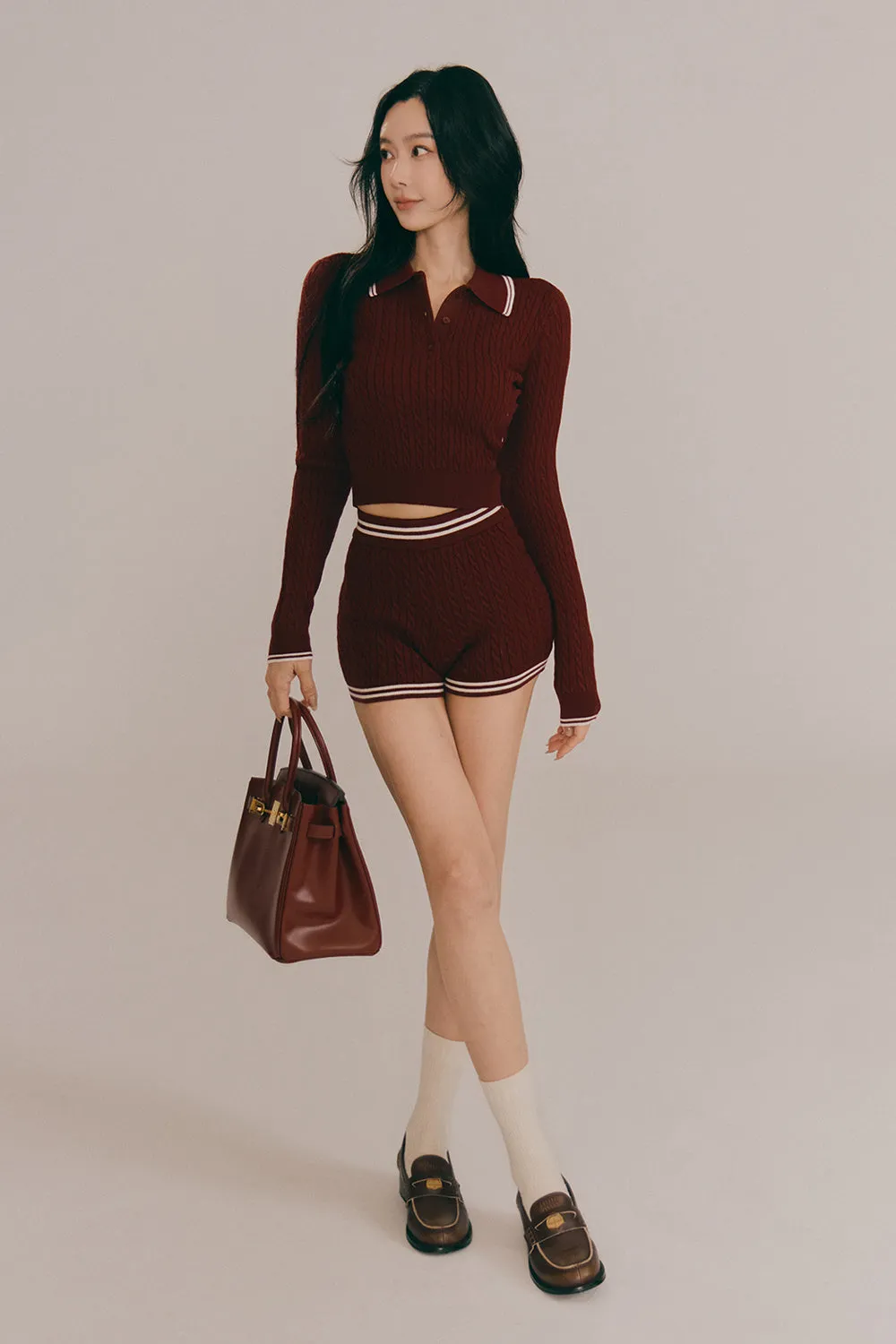 Gentle Touch Knit Polo Sweater (溫絨麻花Polo長袖上衣)