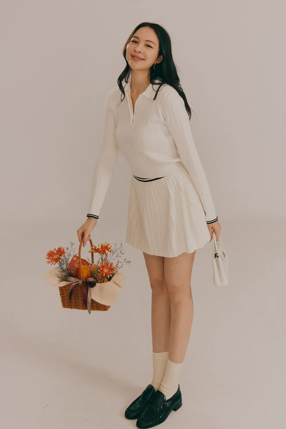 Gentle Touch Knit Polo Sweater (溫絨麻花Polo長袖上衣)