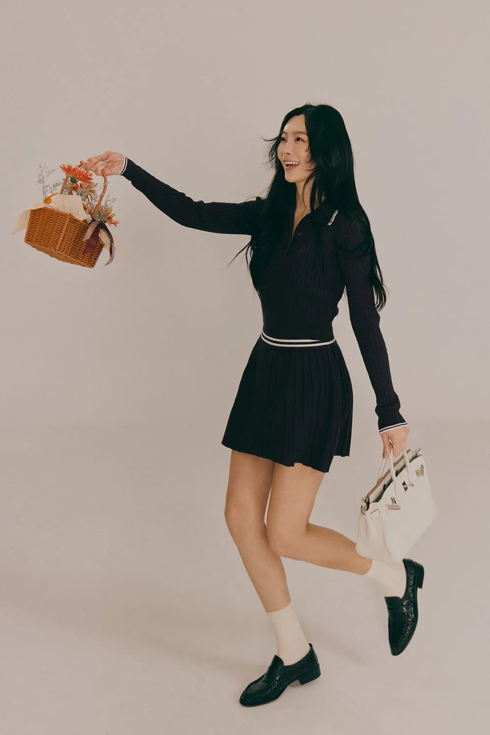 Gentle Touch Knit Polo Sweater (溫絨麻花Polo長袖上衣)