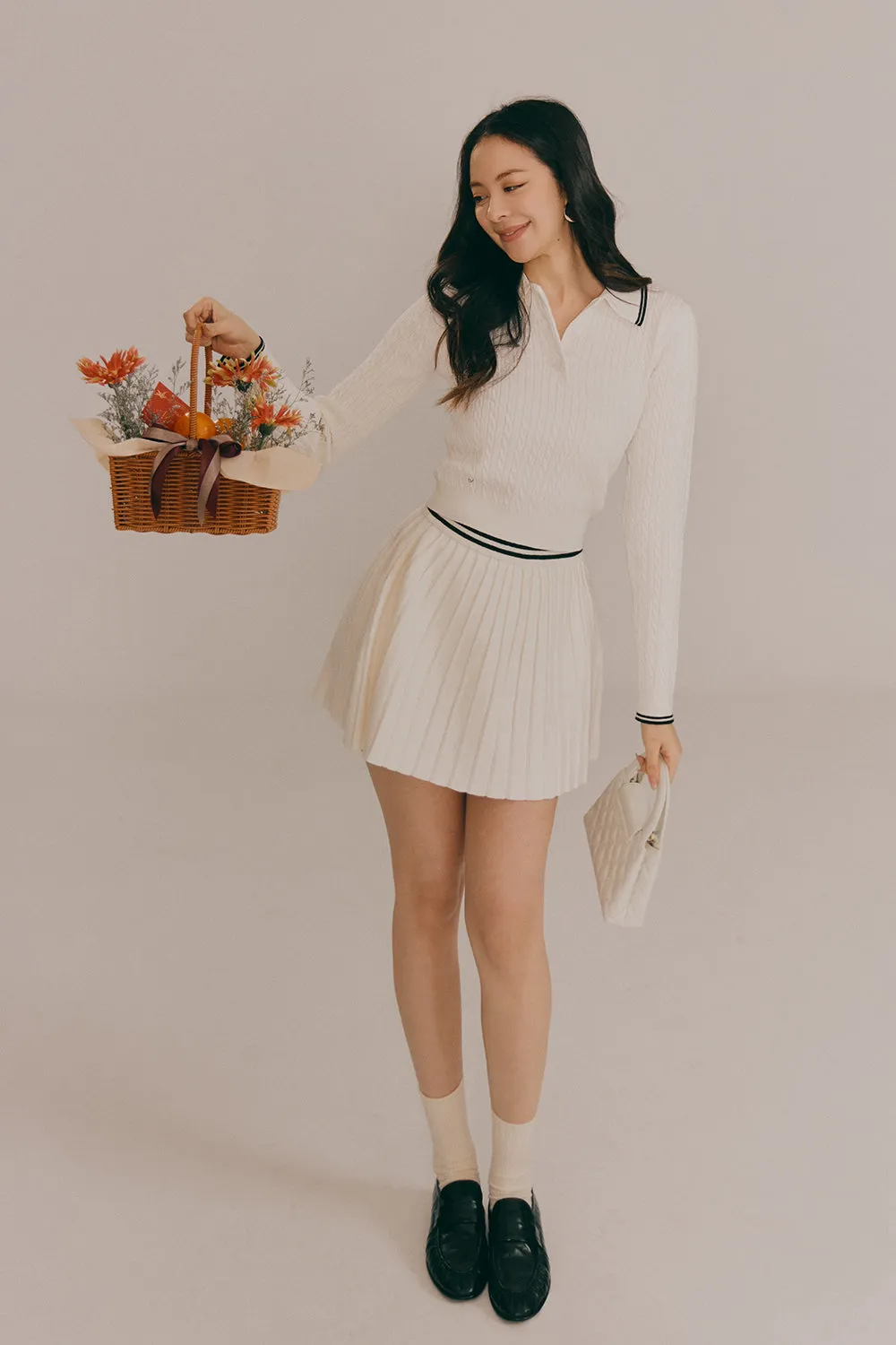 Gentle Touch Knit Polo Sweater (溫絨麻花Polo長袖上衣)