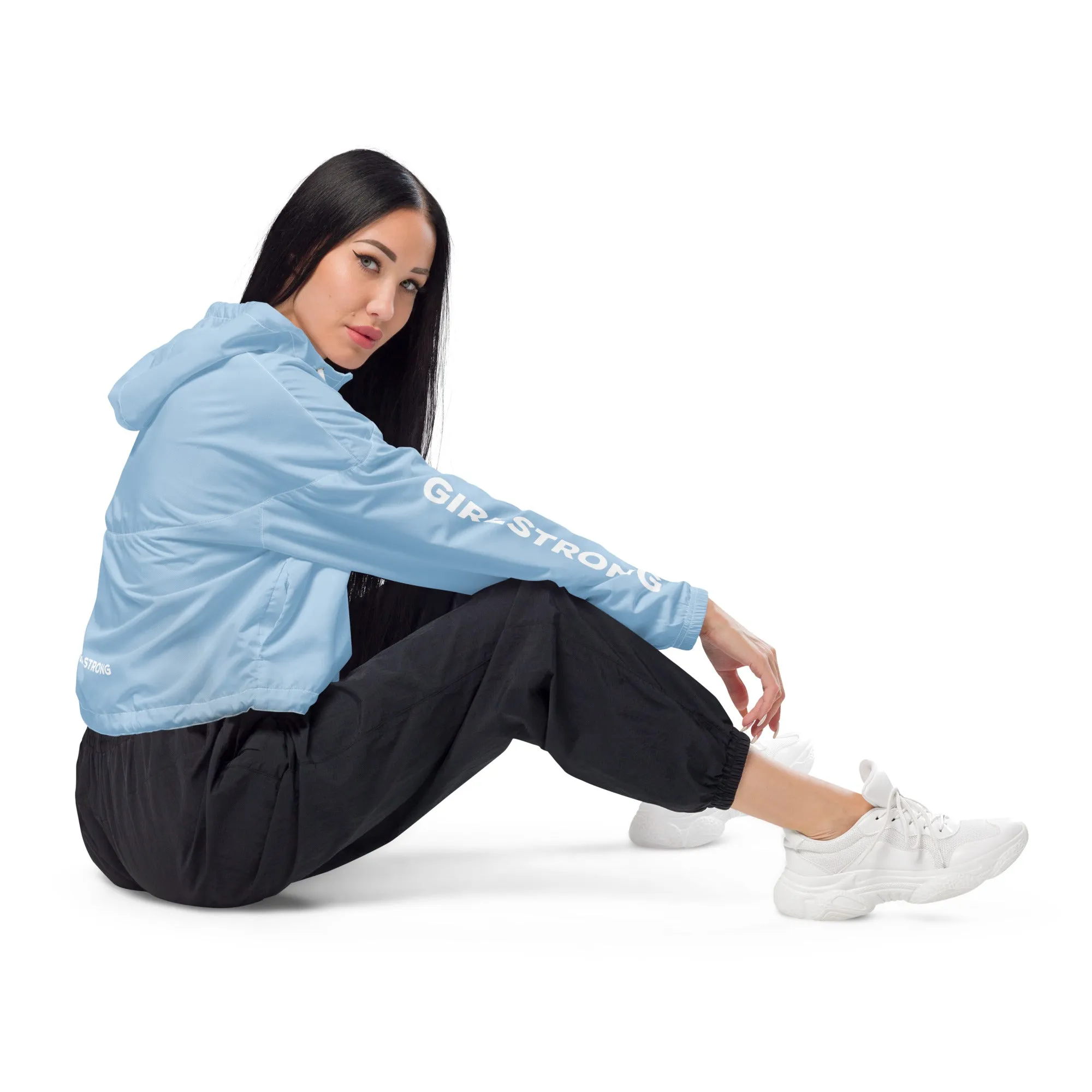 GIRLFRIEND PULLOVER CROP WINDBREAKER BABE BLUE GIRLSTRONG