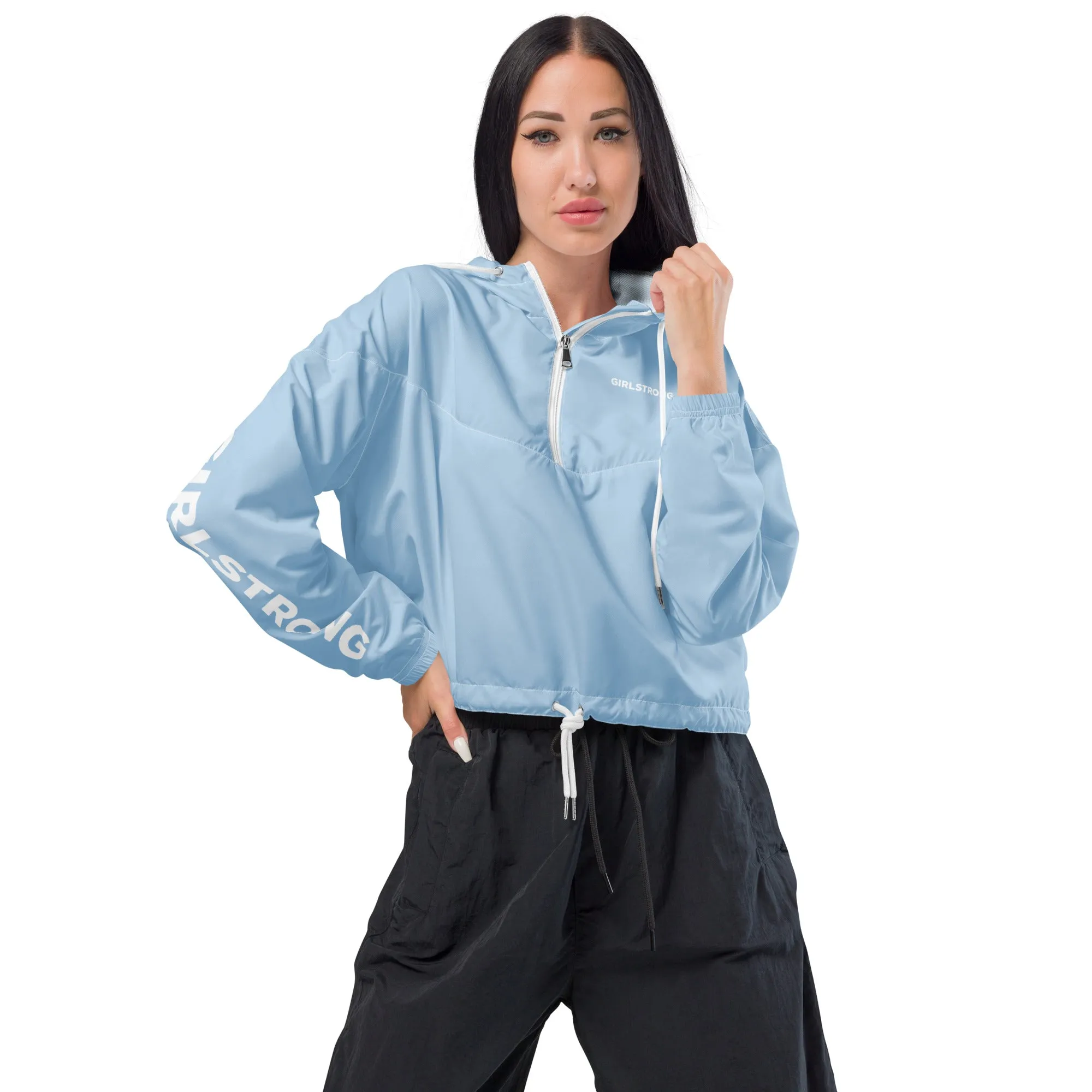 GIRLFRIEND PULLOVER CROP WINDBREAKER BABE BLUE GIRLSTRONG