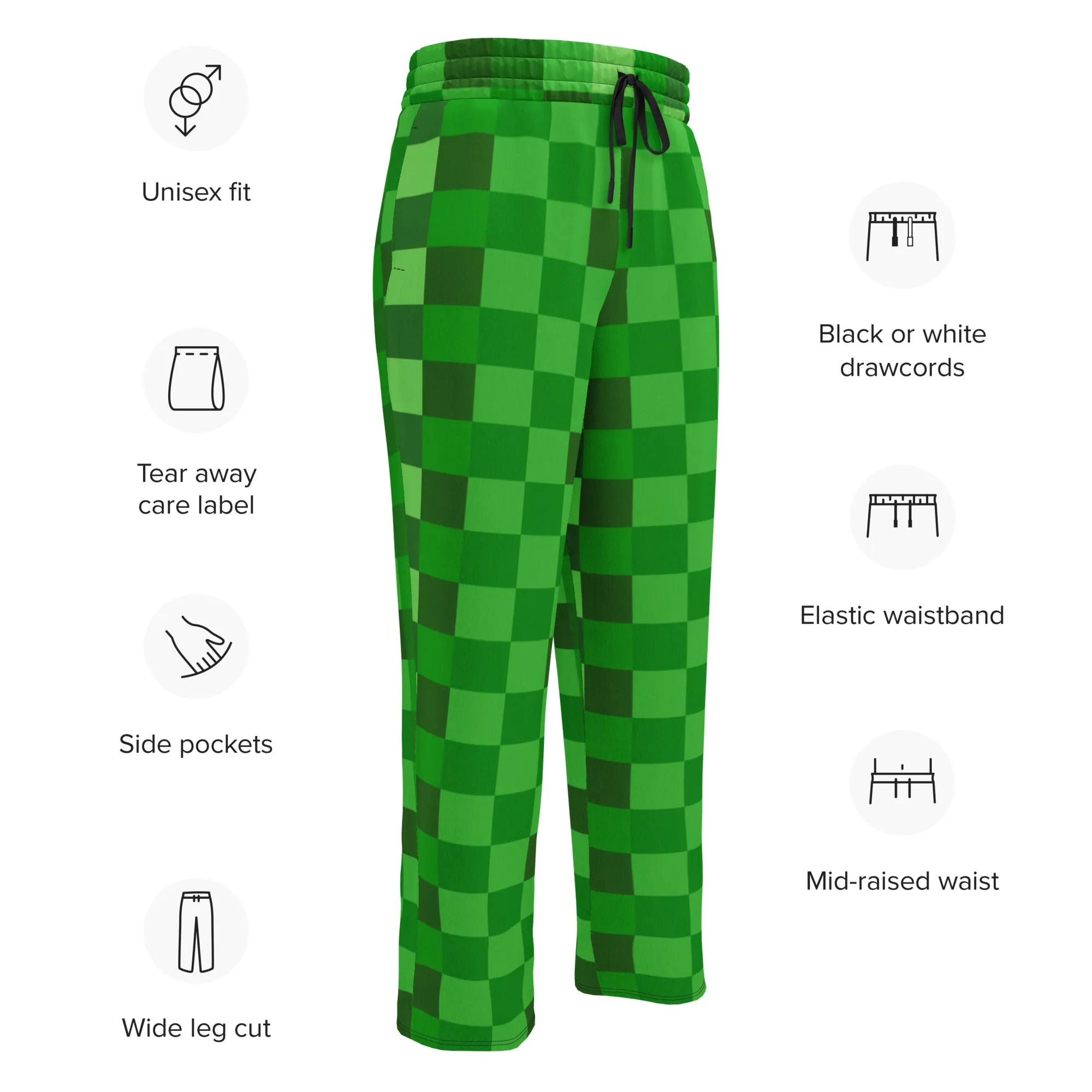 Green Building Blocks Miner Creep Pattern Adult Unisex Wide-leg joggers