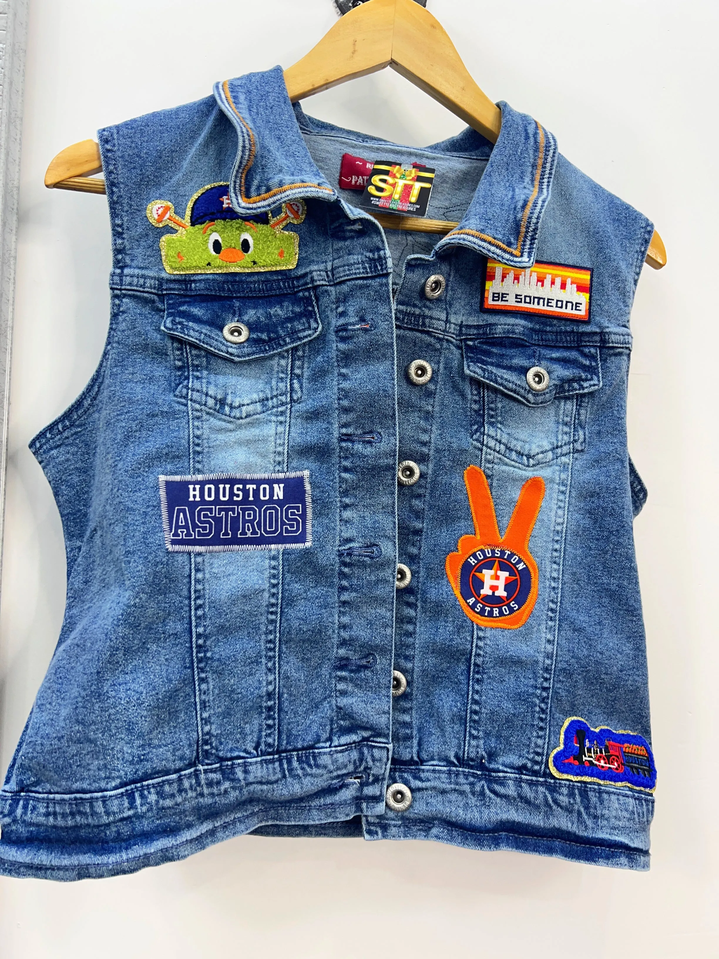 Houston Baseball Lace Denim Vest