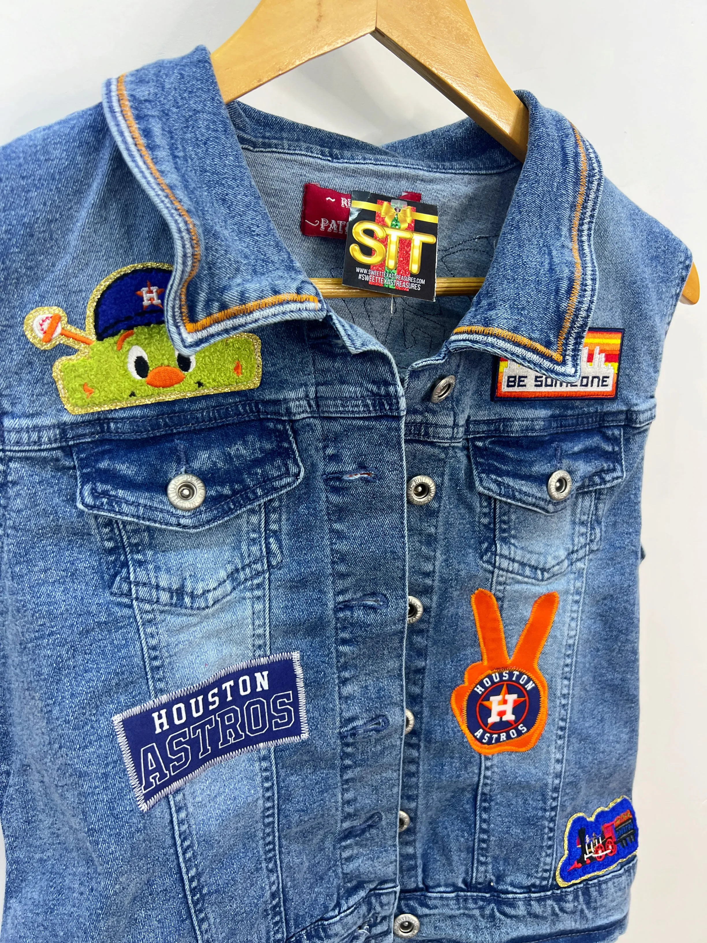 Houston Baseball Lace Denim Vest