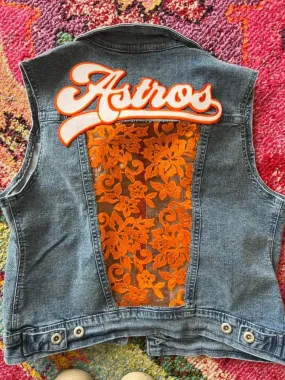 Houston Baseball Lace Denim Vest
