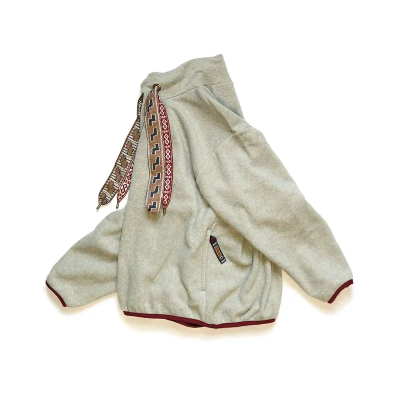Japanese Leisure Color Streamer High Neck Fleece Pullover Hoodies