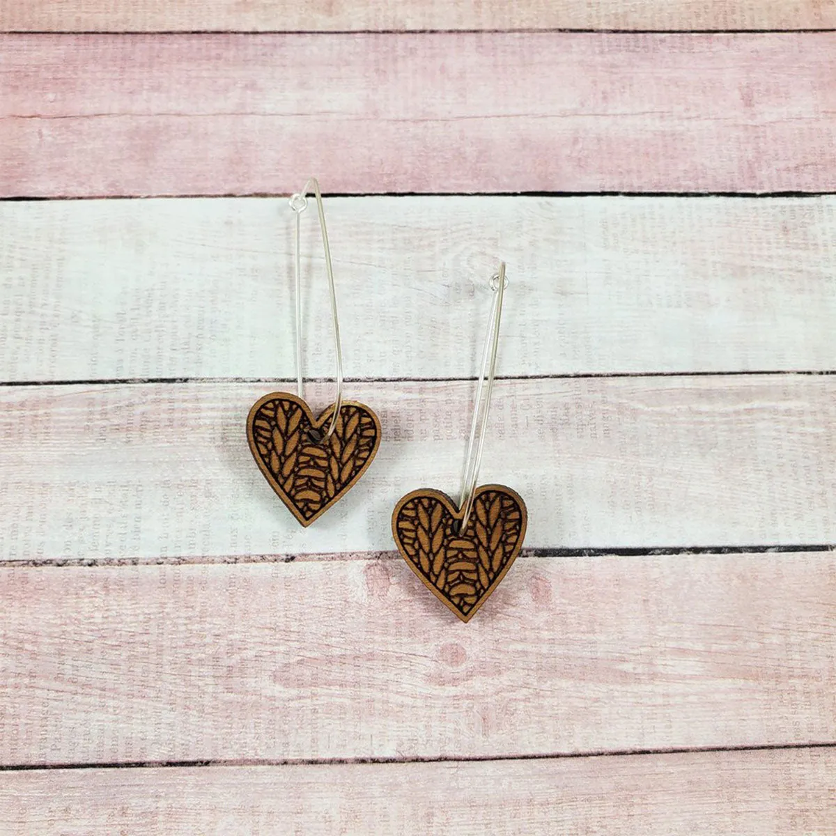 Katrinkles Knit Jewelry - Heart Earrings